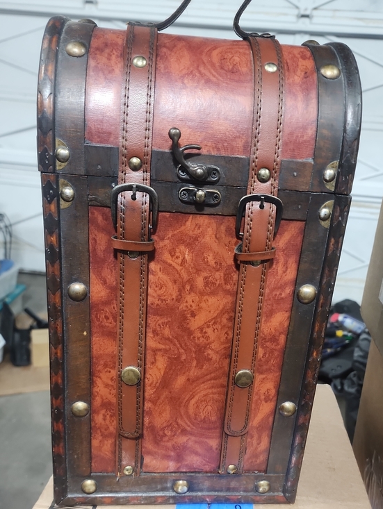 Other - Vintage-Style Brown Faux Leather Treasure Chest Trunk